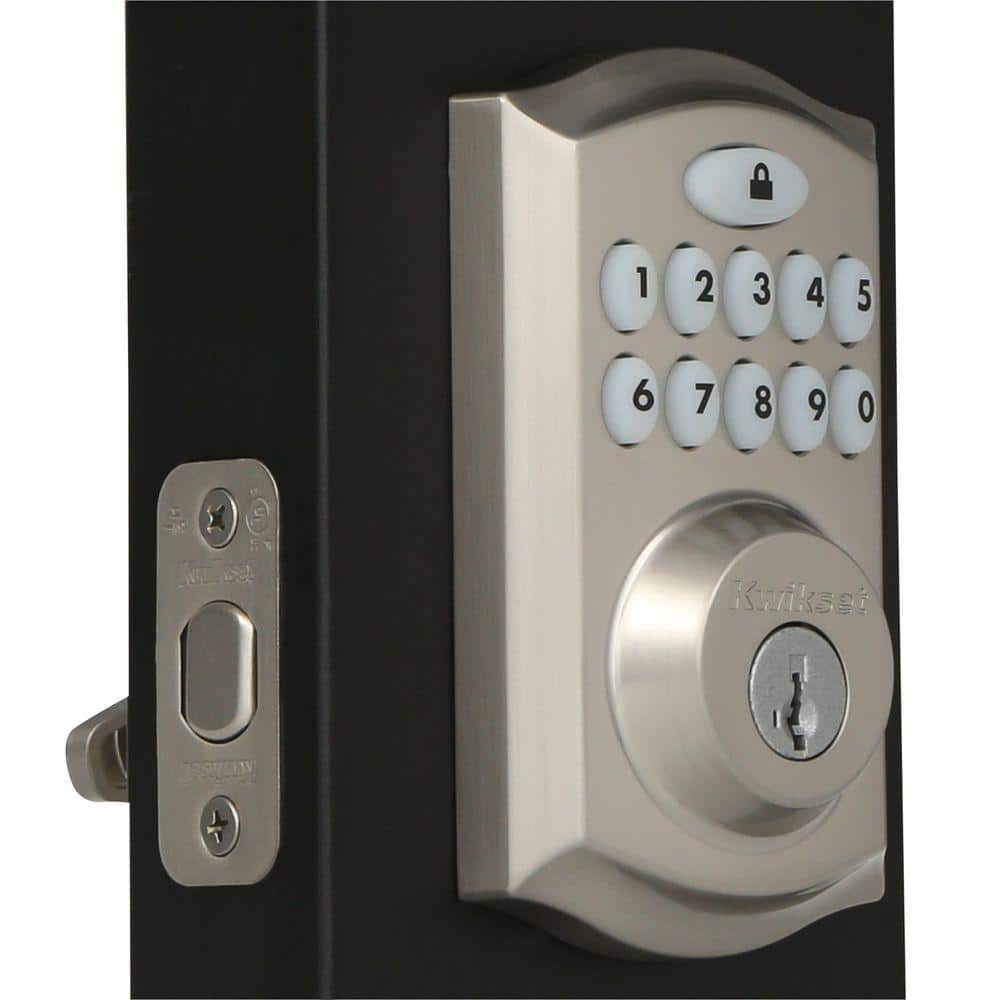 Kwikset SmartCode Satin Nickel Single Cylinder Electronic Deadbolt with SmartKey Security and Lido Hall/Closet Lever