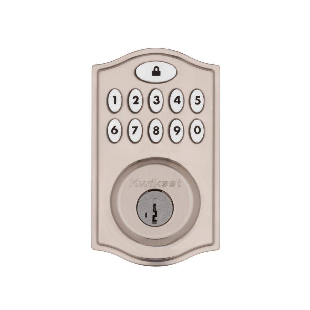 Kwikset Z-Wave SmartCode Satin Nickel Single Cylinder Keypad Electronic Deadbolt with Juno Hall/Closet Knob