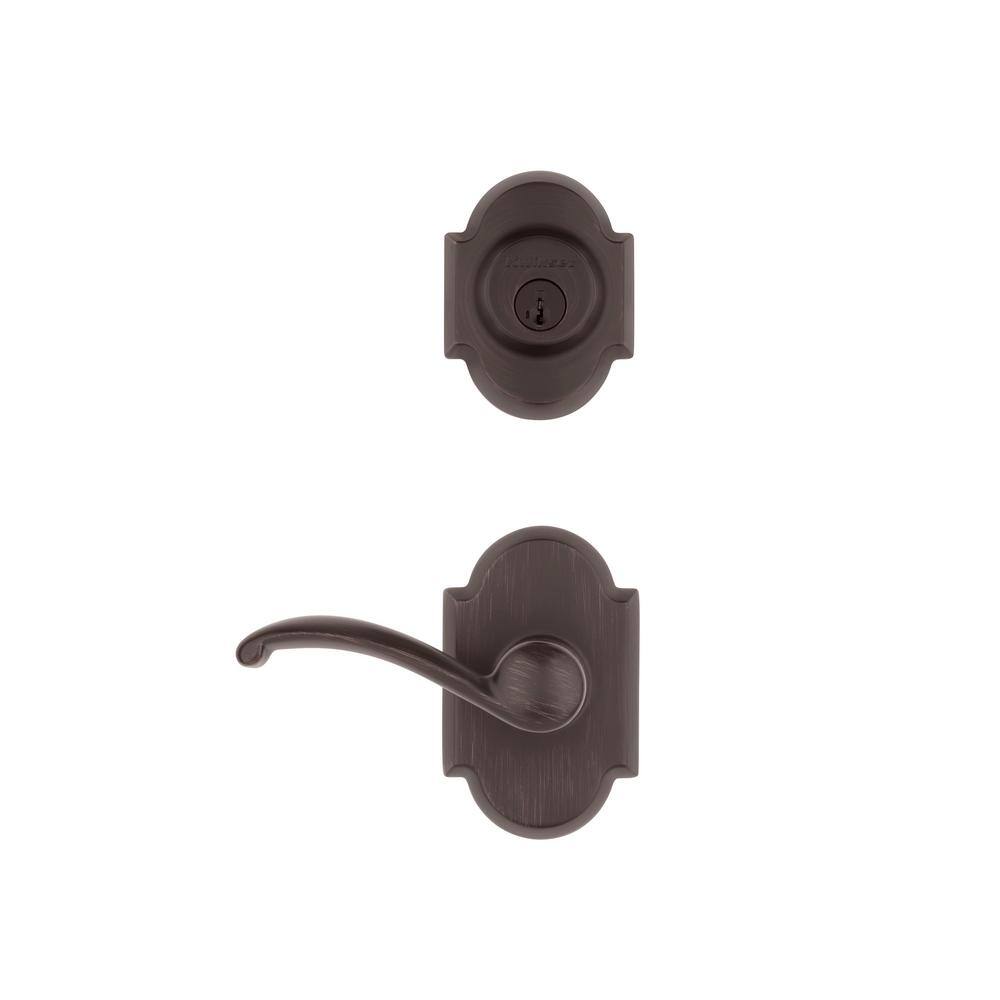 Kwikset Austin Venetian Bronze Single Cylinder Deadbolt and Passage Lever Combo Pack with SmartKey Security