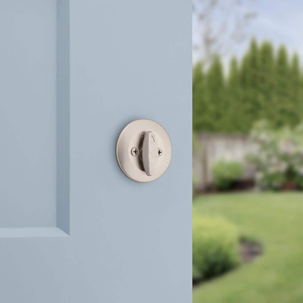 Kwikset 663 Single-Sided Deadbolt in Satin Nickel with Microban Antimicrobial Technology