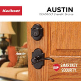 Kwikset Austin Venetian Bronze Single Cylinder Deadbolt featuring SmartKey Security with Microban Antimicrobial Technology