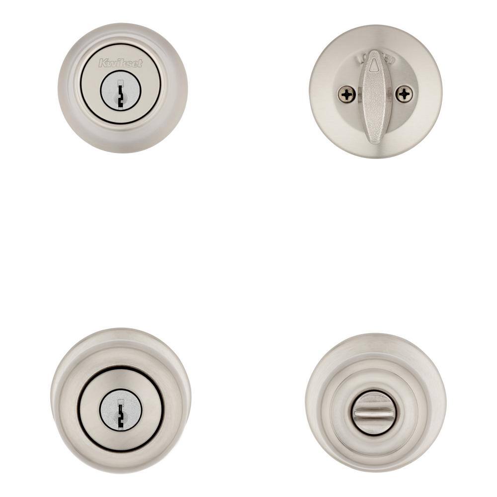 Kwikset Cove Satin Nickel Single-Cylinder Deadbolt Combo Pack (2-Pack)