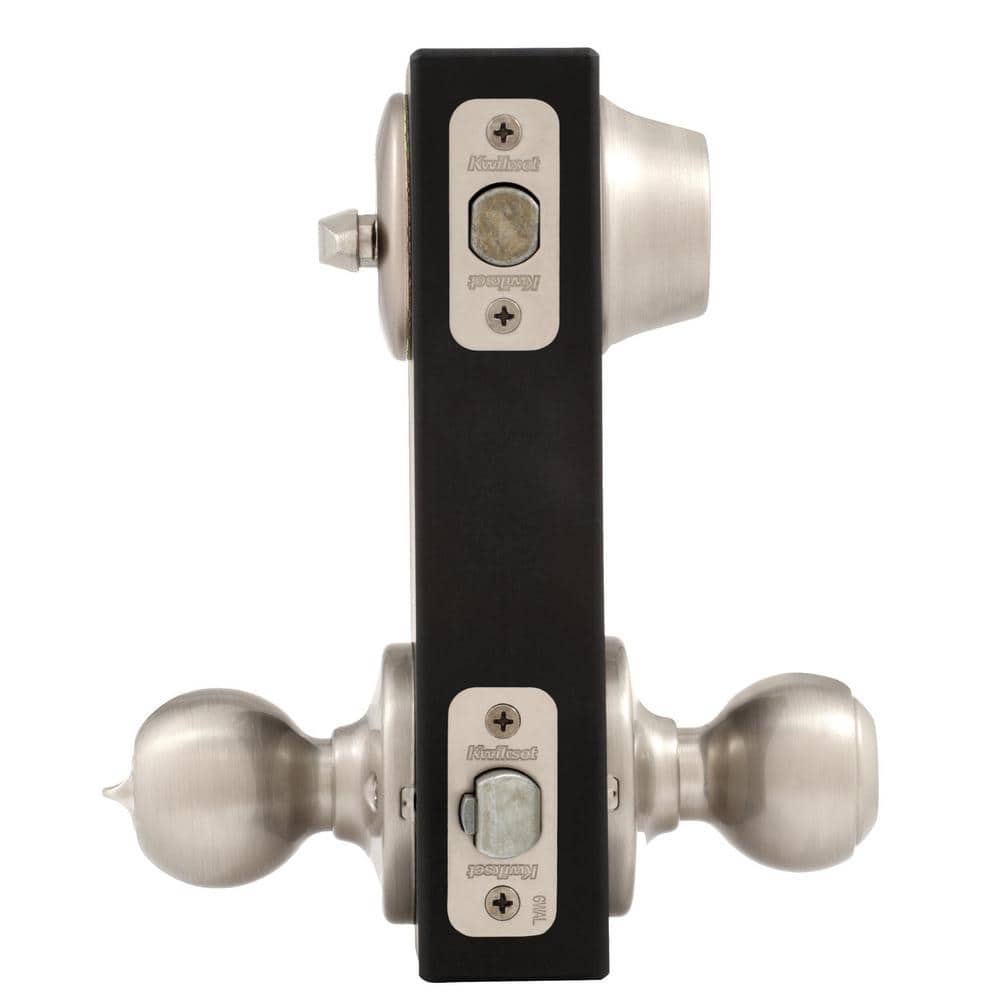 Kwikset Polo Satin Nickel Entry Door Knob & Single Cylinder Deadbolt Combo Pack with Microban Antimicrobial Technology