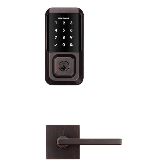 Kwikset HALO Venetian Bronze Touchscreen Single-Cylinder Electronic Smart Lock Deadbolt W/Halifax Square Lever Project Pack