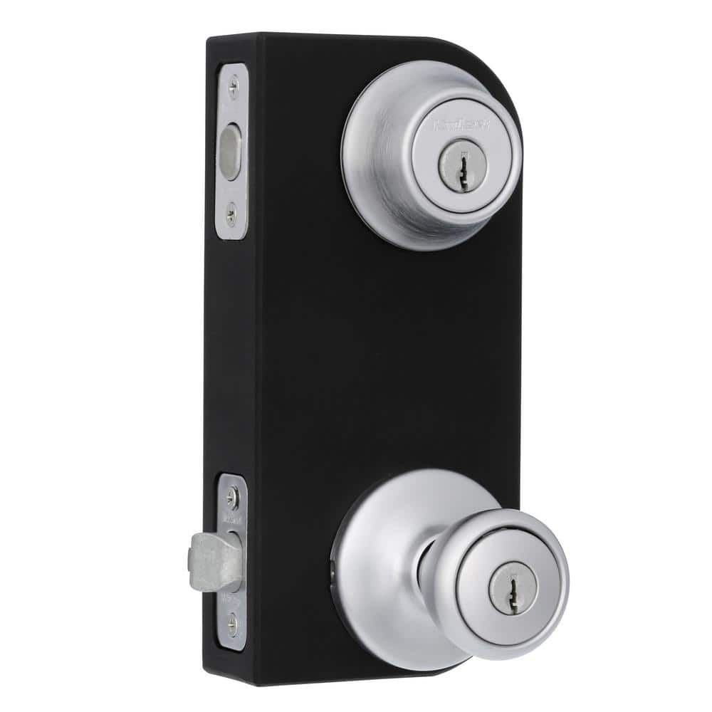 Kwikset Tylo Satin Chrome Single Cylinder Entry Door Knob & Deadbolt Combo Pack