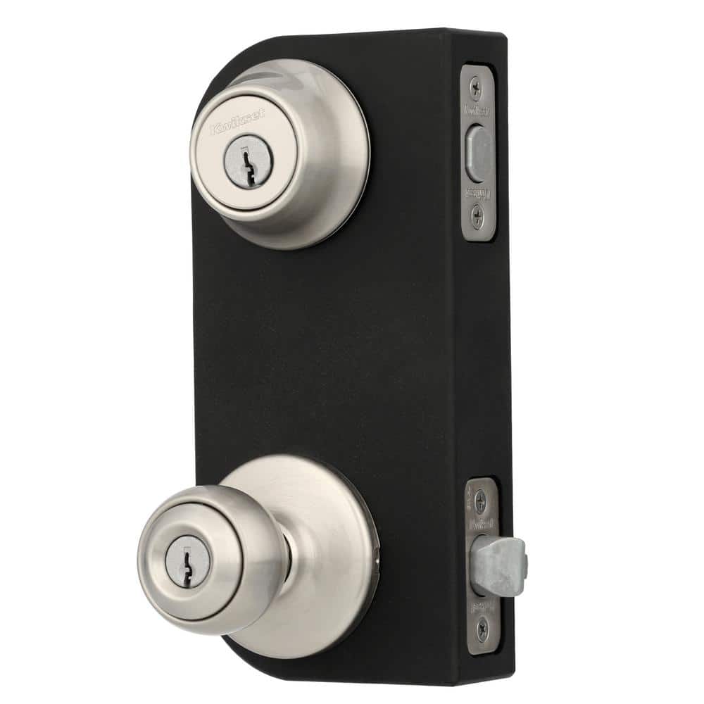 Kwikset Polo Satin Nickel Single Cylinder Entry Door Knob & Deadbolt Combo Pack with Microban Antimicrobial Technology
