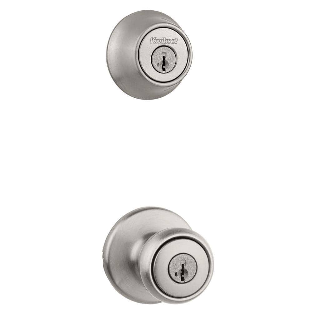 Kwikset Tylo Satin Nickel Door Knob Combo Pack with SmartKey Security & Microban Antimicrobial