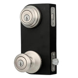 Kwikset Cameron Satin Nickel Exterior Entry Door Knob & Single Cylinder Deadbolt Combo Pack with SmartKey Security