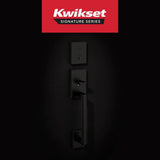 Kwikset San Clemente Matte Black Entry Handleset with Halifax Keyed Entry Door Handle Combo Pack