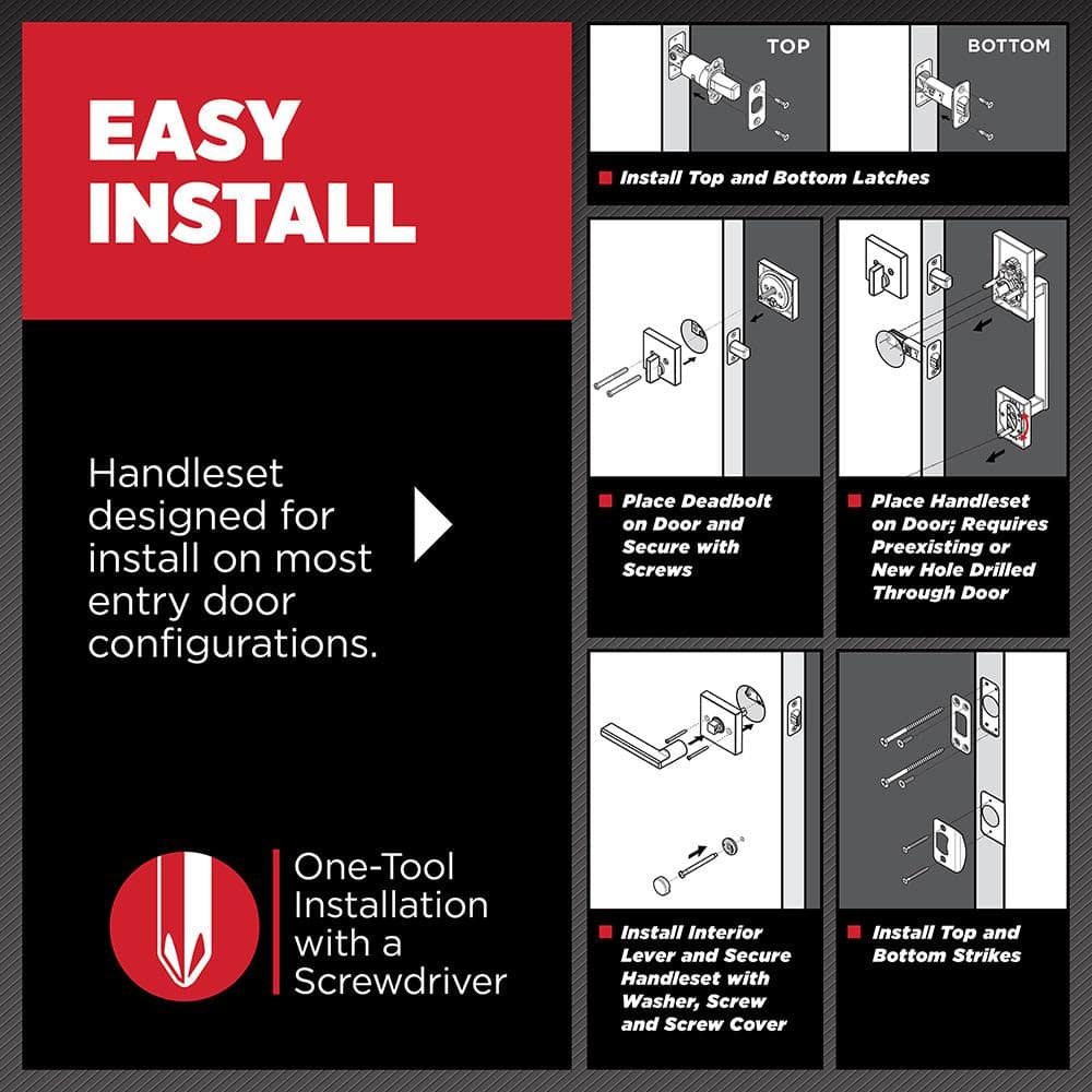 Kwikset San Clemente Matte Black Entry Handleset with Halifax Keyed Entry Door Handle Combo Pack