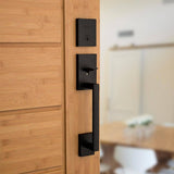 Kwikset San Clemente Matte Black Entry Handleset with Halifax Keyed Entry Door Handle Combo Pack