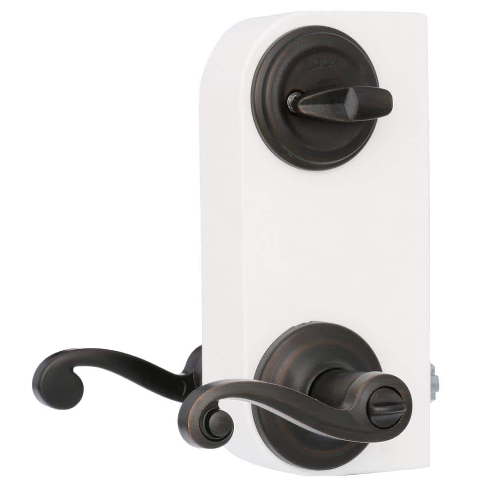 Kwikset Lido Venetian Bronze SmartKey Single-Cylinder Deadbolt + Keyed Entry Lever Combo Pack