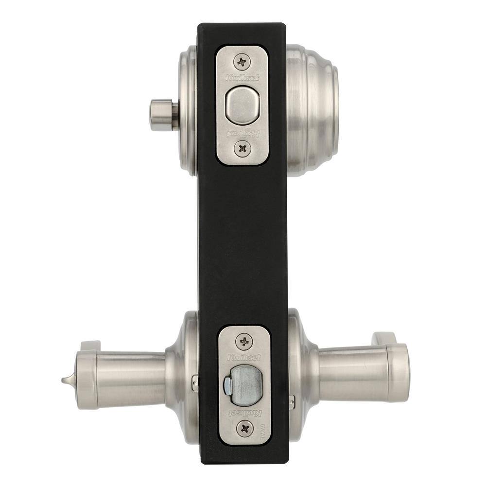 Kwikset Lido Satin Nickel SmartKey Single-Cylinder Deadbolt Universal Keyed Entry Door Handle Combo Pack (1 Handle and 1 Deadbolt)