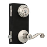 Kwikset Lido Satin Nickel SmartKey Single-Cylinder Deadbolt Universal Keyed Entry Door Handle Combo Pack (1 Handle and 1 Deadbolt)