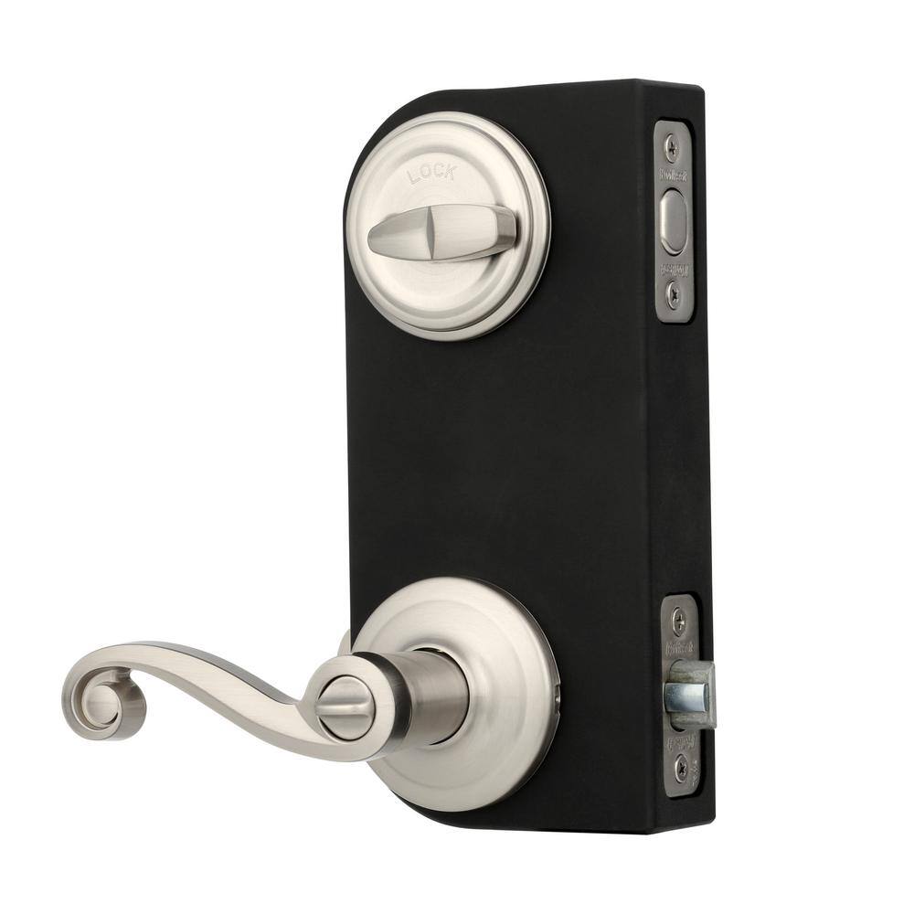 Kwikset Lido Satin Nickel SmartKey Single-Cylinder Deadbolt Universal Keyed Entry Door Handle Combo Pack (1 Handle and 1 Deadbolt)