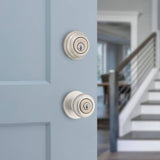 Kwikset Juno Satin Nickel Exterior Entry Door Knob & Double Cylinder Deadbolt Combo Pack with SmartKey Security