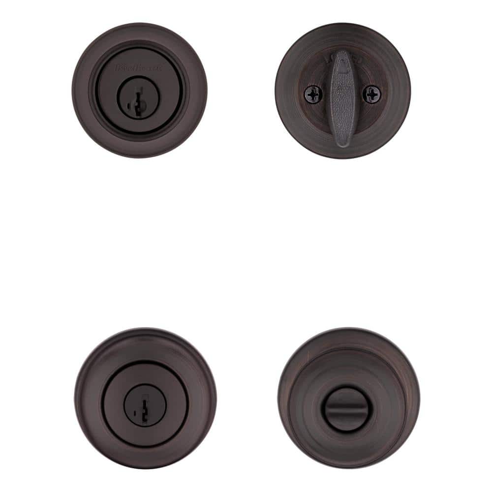 Kwikset Cove Venetian Bronze Entry Door Knob and Single Cylinder Deadbolt Combo Pack with SmartKey