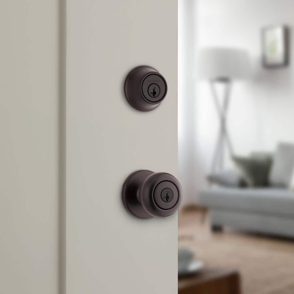 Kwikset Cove Venetian Bronze Entry Door Knob and Single Cylinder Deadbolt Combo Pack with SmartKey