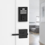 Kwikset SmartCode 260 Contemporary Matte Black Keypad Electronic Deadbolt Featuring SmartKey Security With Casey Passage Lever