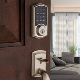 Kwikset Premis Touchscreen Smart Lock, Single Cylinder Electronic Deadbolt, Satin Nickel, with Avalon Handleset and Tustin Lever