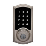 Kwikset Premis Touchscreen Smart Lock, Single Cylinder Electronic Deadbolt, Satin Nickel, with Avalon Handleset and Tustin Lever