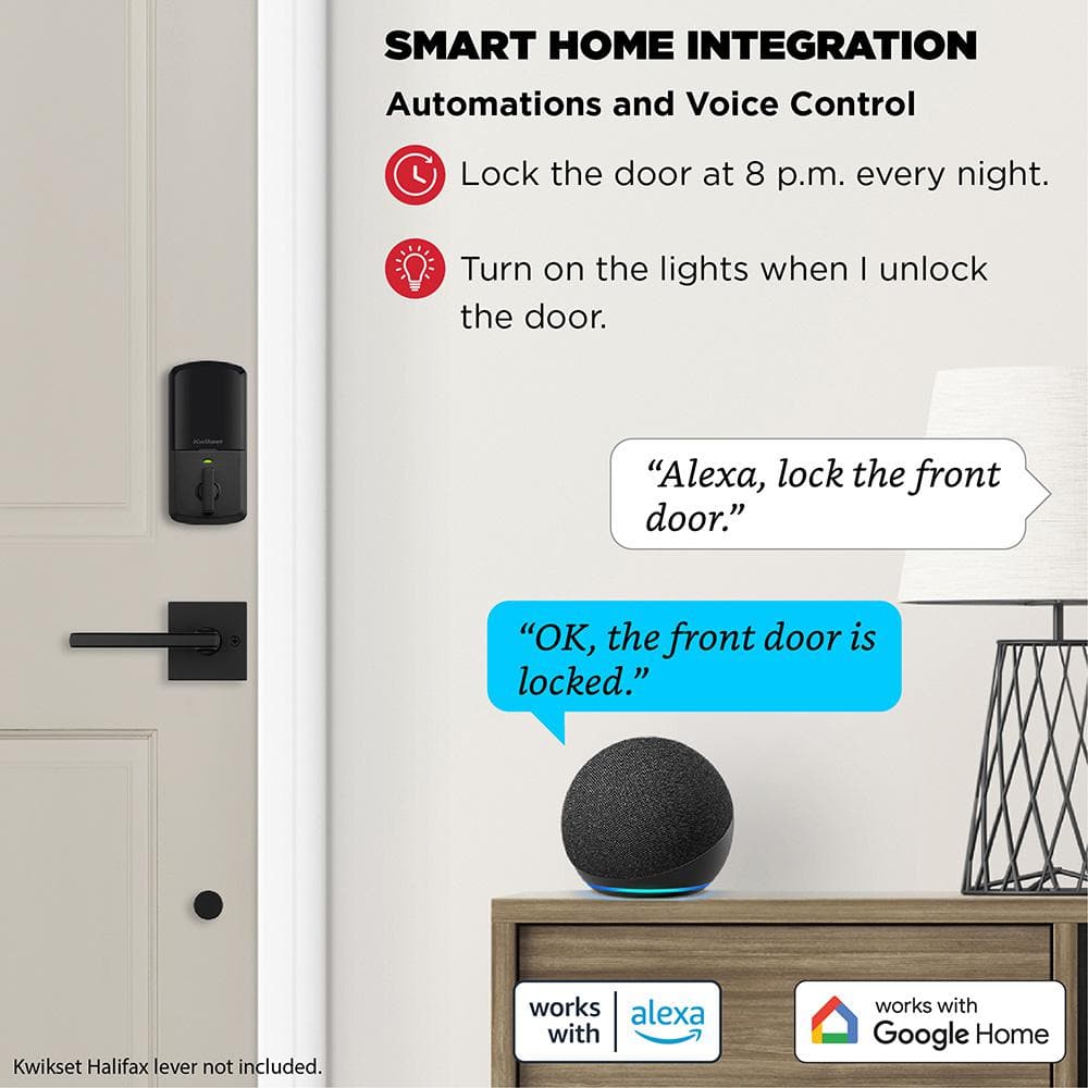 Kwikset HALO Matte Black Touchscreen WiFi Keypad Electronic Single-Cylinder Smart Lock Deadbolt featuring SmartKey Security