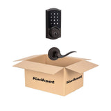 Kwikset Premis Touchscreen Smart Lock, Venetian Bronze Single Cylinder Electronic Deadbolt featuring Milan Hall/Closet Lever