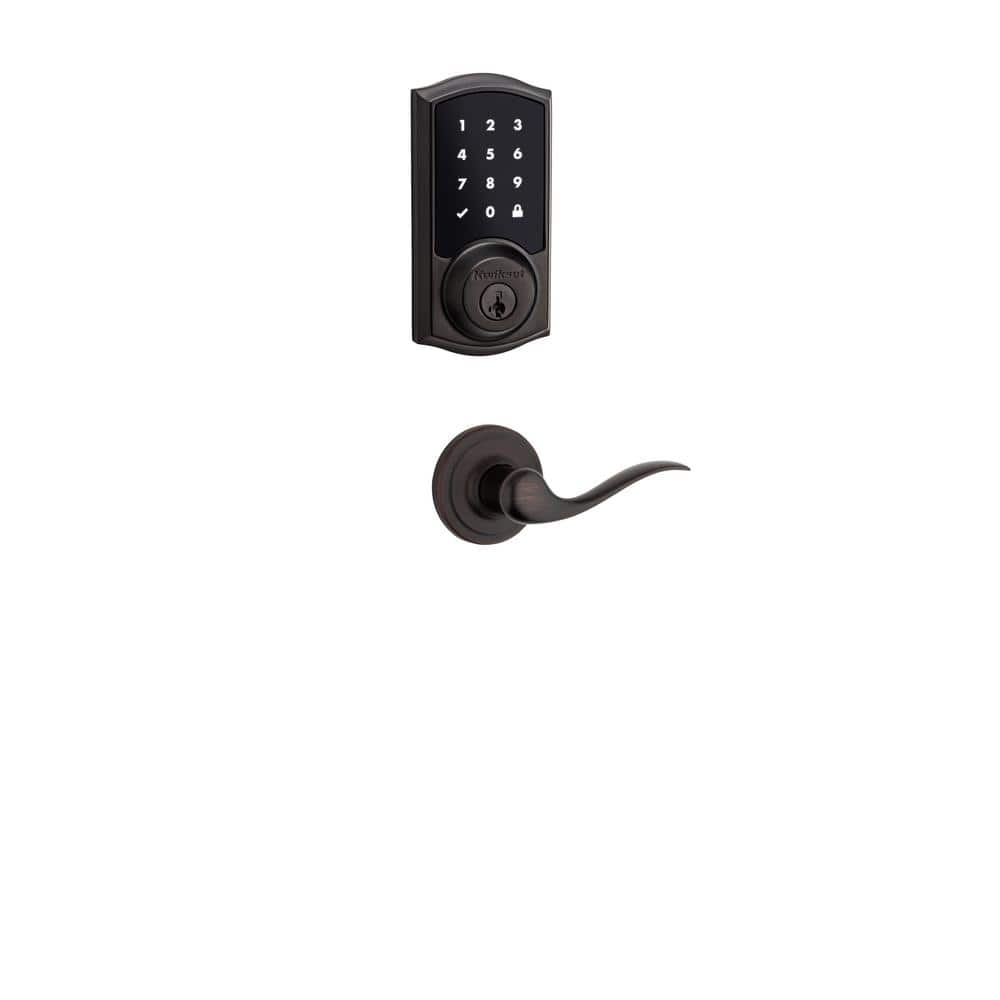 Kwikset Premis Touchscreen Smart Lock, Venetian Bronze Single Cylinder Electronic Deadbolt featuring Milan Hall/Closet Lever