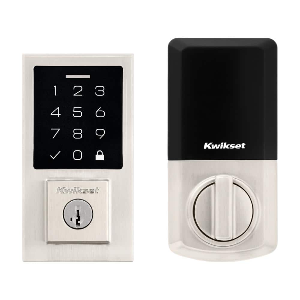 Kwikset SmartCode 270 Touchpad Electronic Deadbolt with Halifax Square Satin Nickel Hall/Closet Door Handle Combo Pack