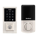 Kwikset SmartCode 270 Touchpad Electronic Deadbolt with Halifax Square Satin Nickel Hall/Closet Door Handle Combo Pack