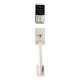 Kwikset Halo Satin Nickel Electronic Smart Lock Deadbolt Feat SmartKey Security Touchscreen and WiFi and San Clemente Handleset