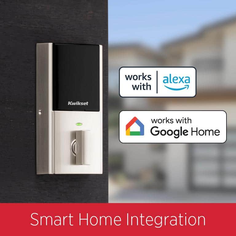 Kwikset Halo Satin Nickel Electronic Smart Lock Deadbolt Feat SmartKey Security Touchscreen and WiFi and San Clemente Handleset