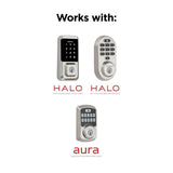 Kwikset Halo Satin Nickel Electronic Smart Lock Deadbolt Feat SmartKey Security Touchscreen and WiFi and San Clemente Handleset