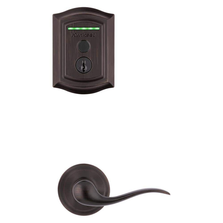 Kwikset Halo Touch Venetian Bronze Traditional Fingerprint Wi‑Fi Smart Lock Deadbolt with SmartKey Security and Tustin Lever
