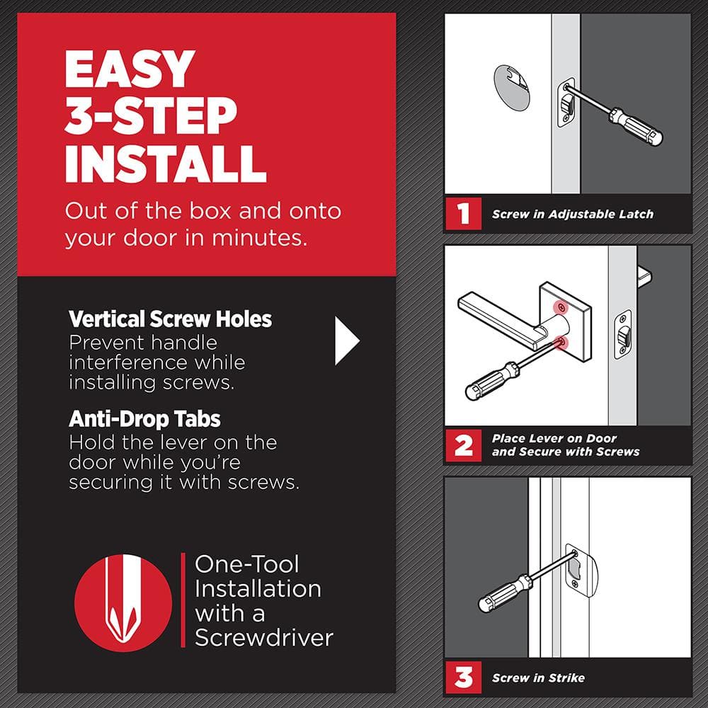 Kwikset Halifax Matte Black Keyed Entry Lever, ANSI/BHMA Grade 3, 2-3/4 in Backset