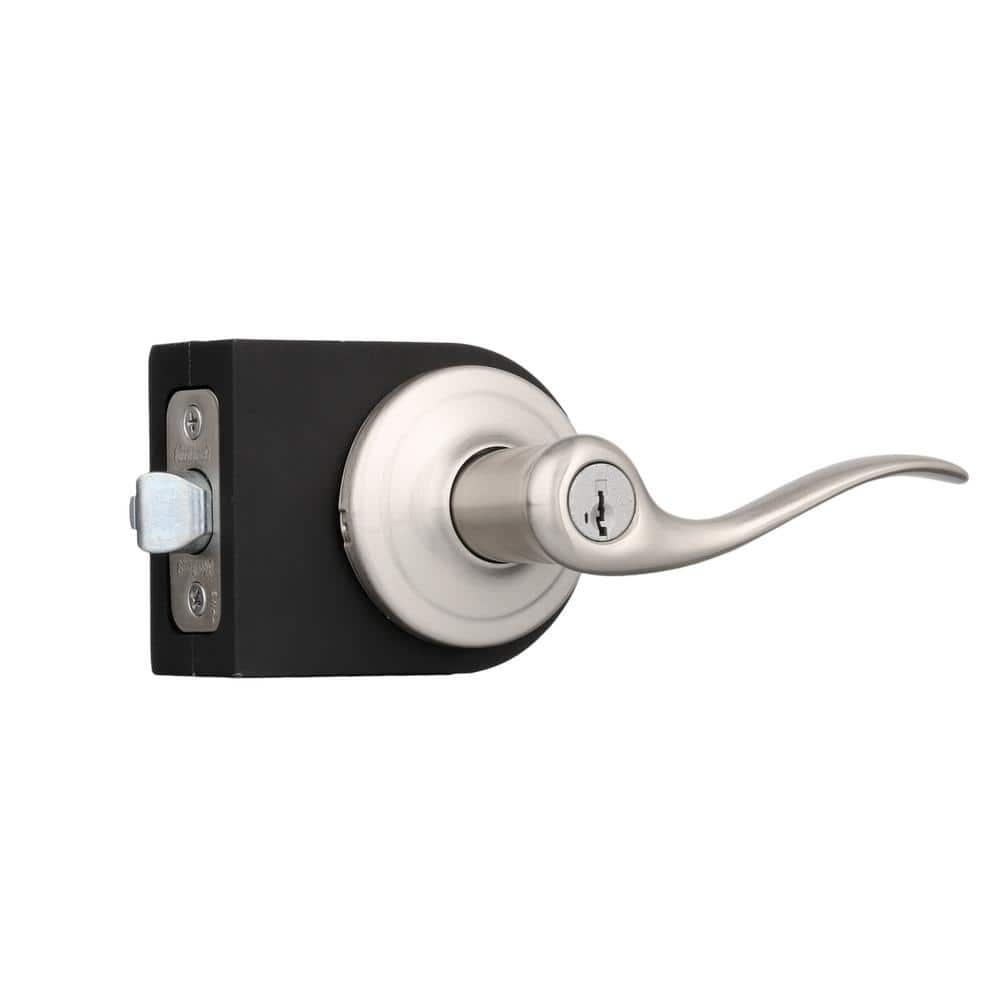 Kwikset Tustin Satin Nickel Keyed Entry Door Lever with SmartKey Security (740TNL 15 SMT CP K4)