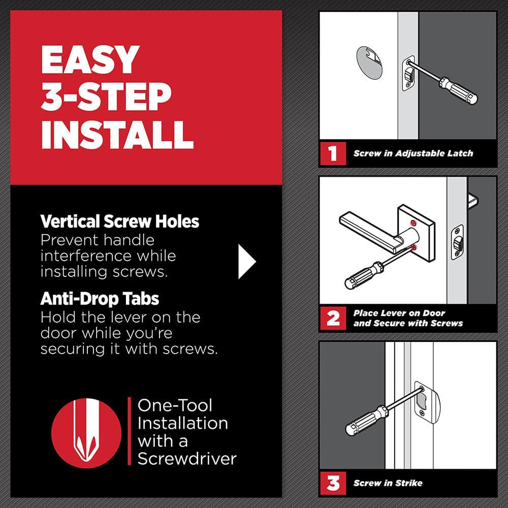 Kwikset Tustin Matte Black Keyed Entry Door Handle Featuring SmartKey Security with Microban Antimicrobial Technology