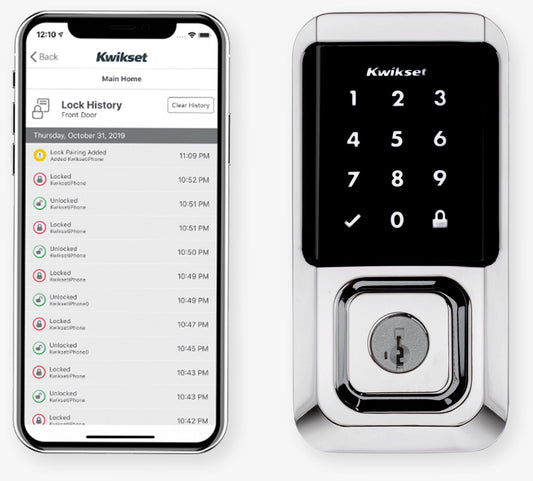Kwikset Halo Touchscreen Wi‑Fi Smart Lock Deadbolt with SmartKey Security, Satin Nickel, Includes Halifax Lever
