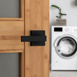 Kwikset Singapore Square Matte Black Hall Closet Door Handle with Microban (4 Pack)