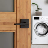 Kwikset Halifax Square Matte Black Passage Hall/Closet Door Lever (4-Pack)