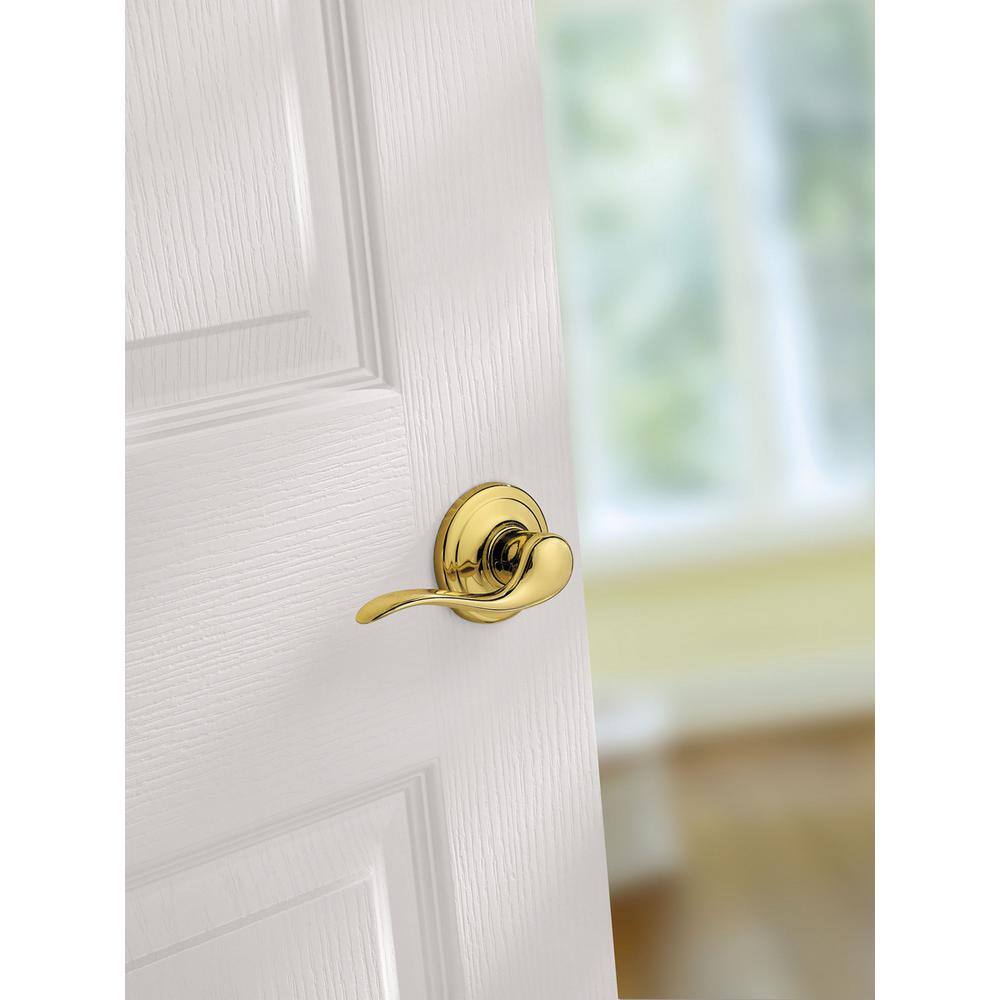 Kwikset Tustin Polished Brass Passage Lockset, ANSI/BHMA Grade 2, 1-3/4 in.