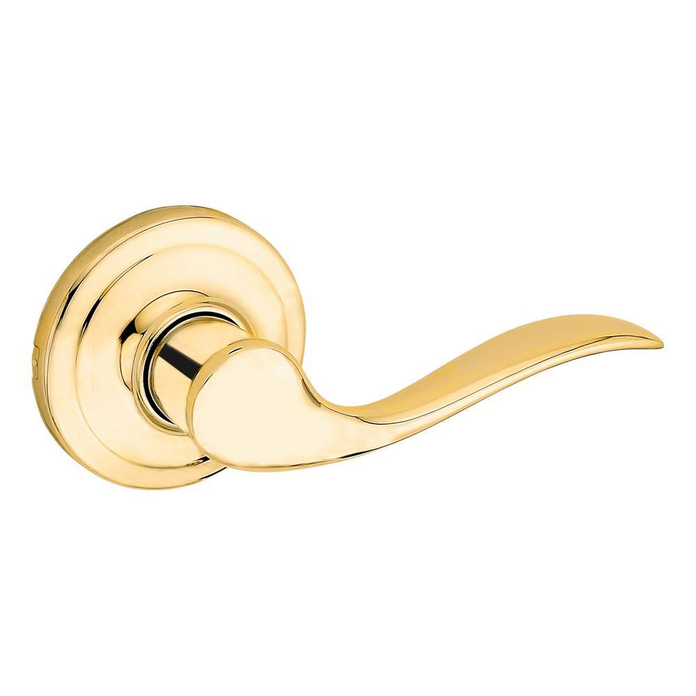 Kwikset Tustin Polished Brass Passage Lockset, ANSI/BHMA Grade 2, 1-3/4 in.
