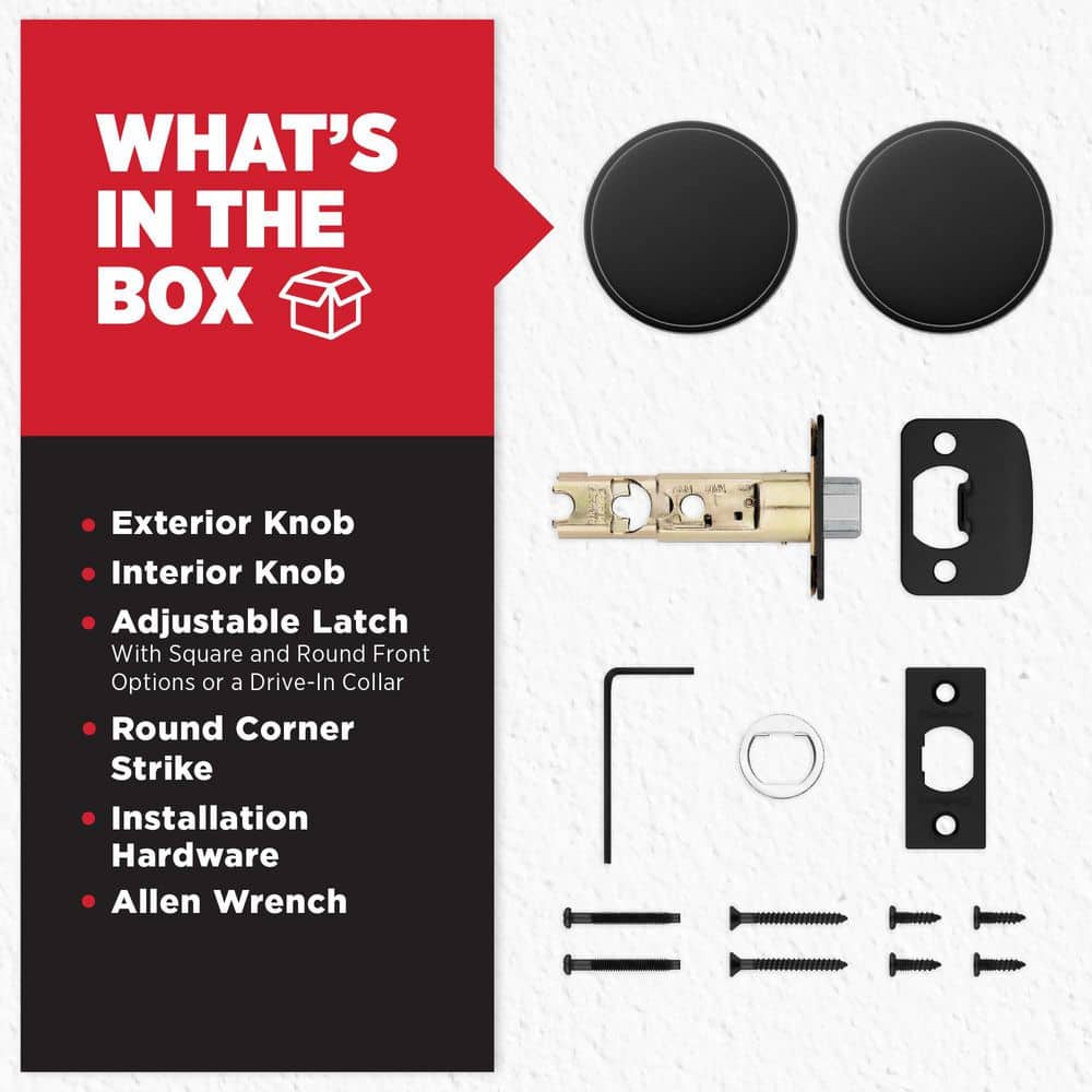 Pismo Round Matte Black Hall/Closet Door Knob Featuring Microban Antimicrobial Technology
