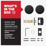 Pismo Round Matte Black Hall/Closet Door Knob Featuring Microban Antimicrobial Technology
