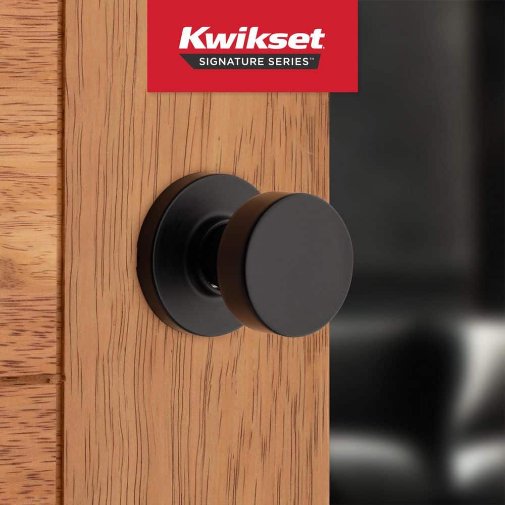 Pismo Round Matte Black Hall/Closet Door Knob Featuring Microban Antimicrobial Technology