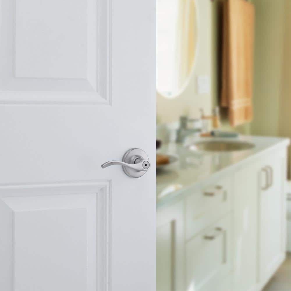Kwikset Balboa Satin Nickel Privacy Bed/Bath Door Handle (4-Pack) with Lock