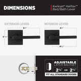 Kwikset Halifax Square Matte Black Bed/Bath Door Lever with Lock (4-Pack)