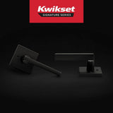 Kwikset Halifax Square Matte Black Bed/Bath Door Lever with Lock (4-Pack)