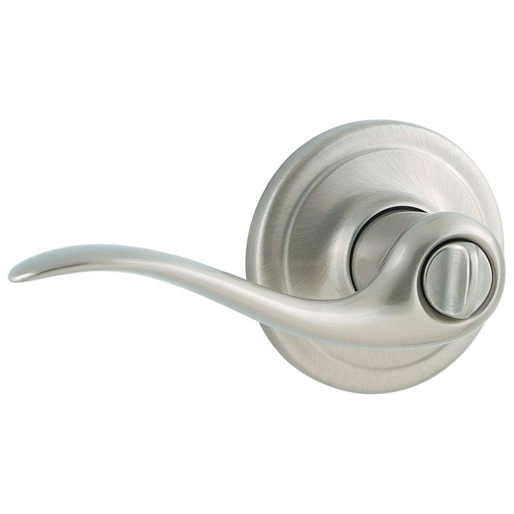 Kwikset Tustin Satin Nickel Privacy Bed/Bath Door Handle (4-Pack) with Lock