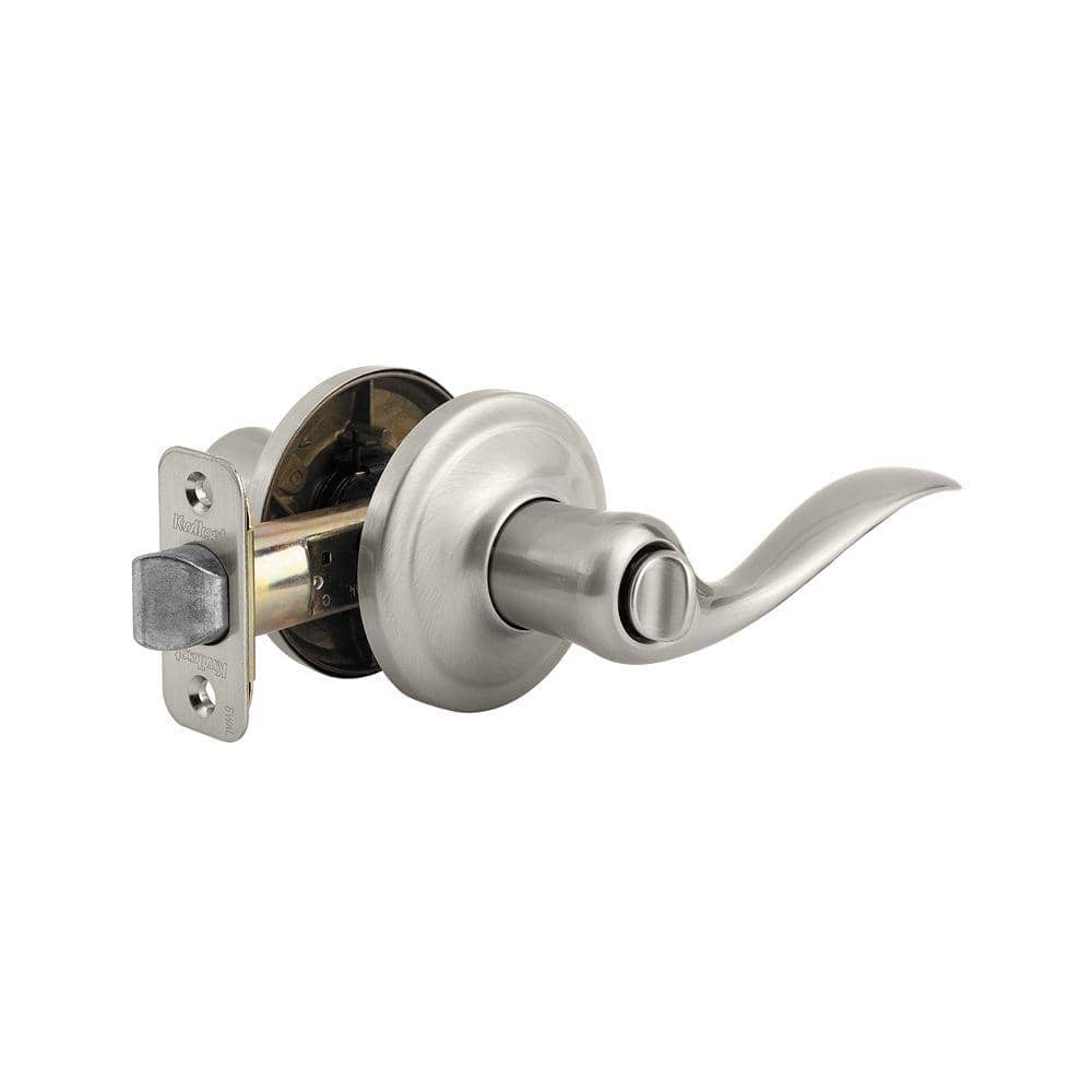 Kwikset Tustin Satin Nickel Privacy Bed/Bath Door Handle (4-Pack) with Lock